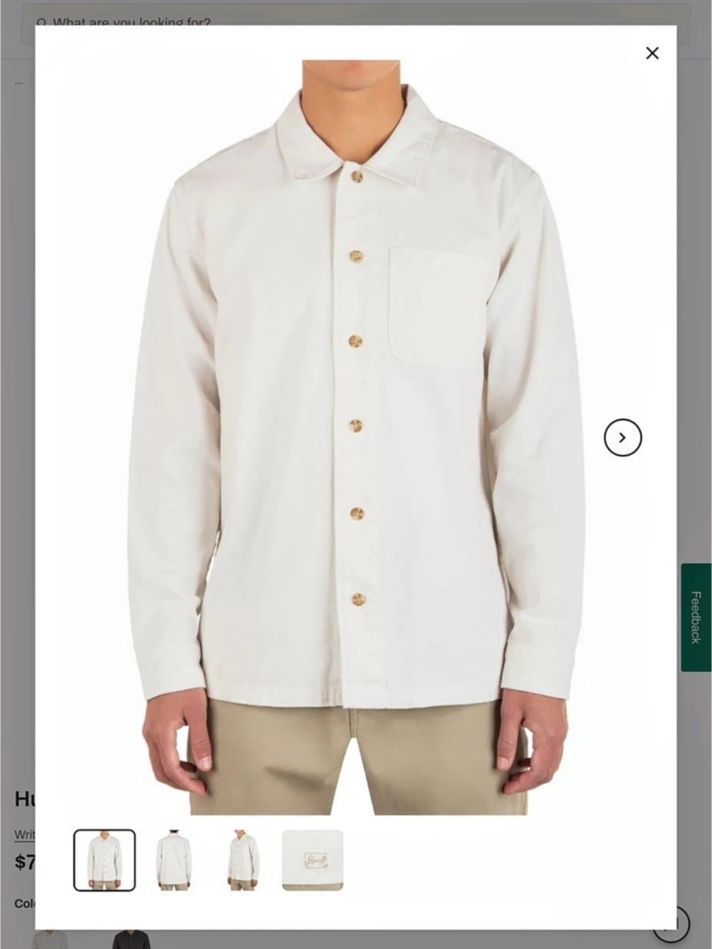 Hurley Men's Bixby Canvas Long Sleeve Shirt Long Sleeve Shirt White